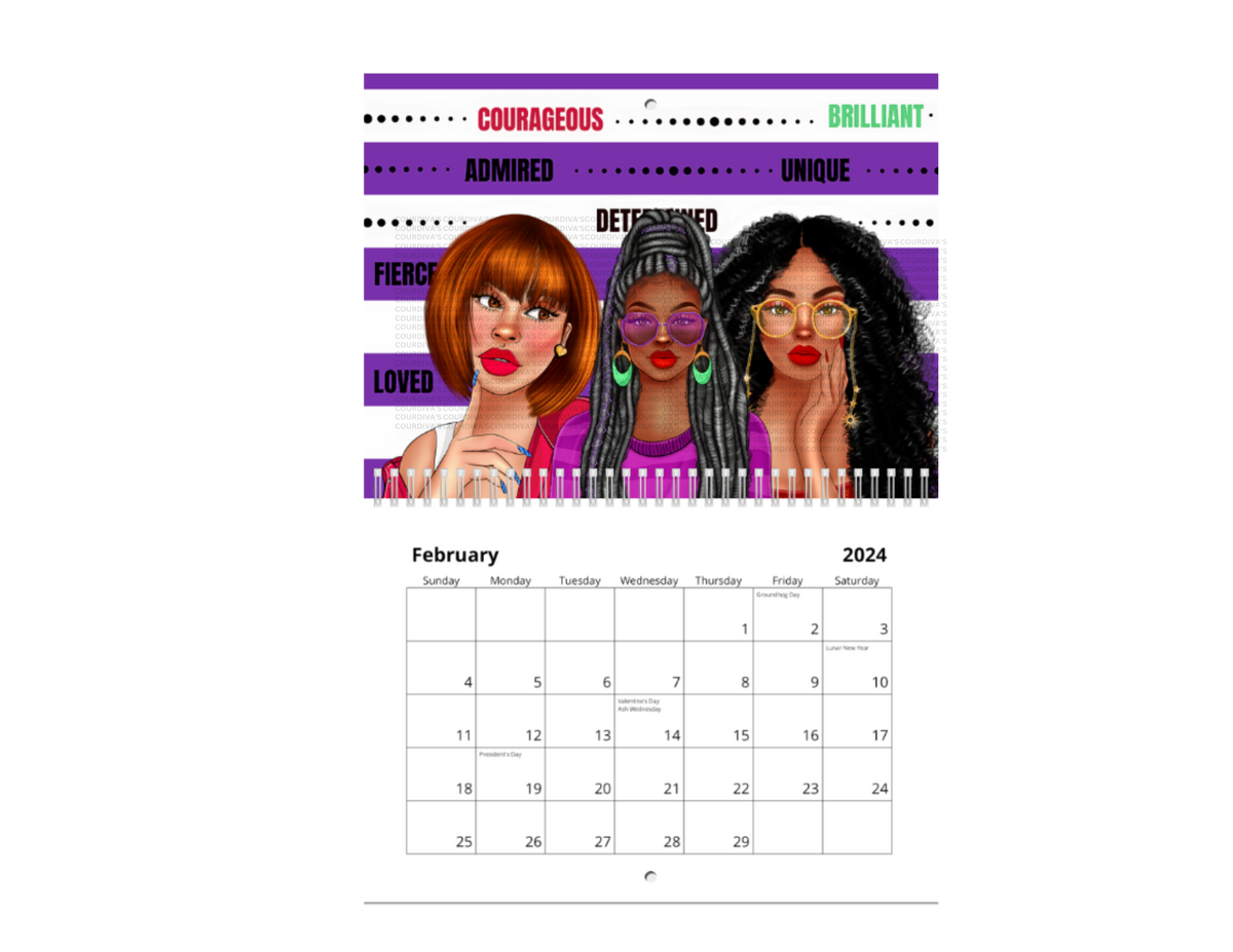2024 Goals Plans Action Wall Calendar CourDiva's Cards and Invitations