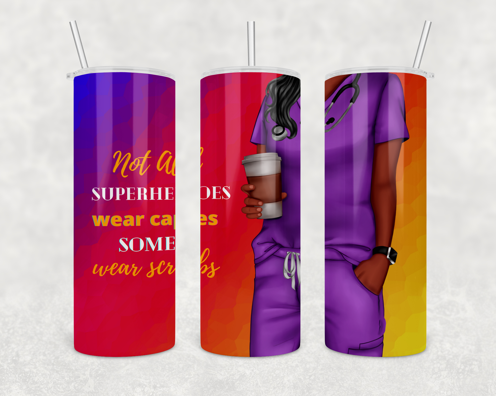 20 oz Skinny Tumblers-Purple Nurse
